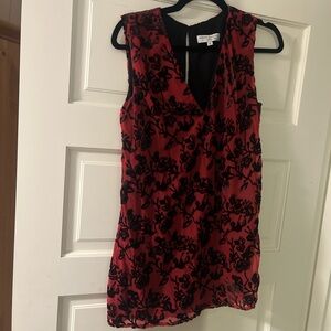 Marina Moscone Red and Black Velvet Dress